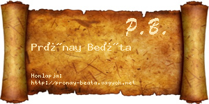 Prónay Beáta névjegykártya