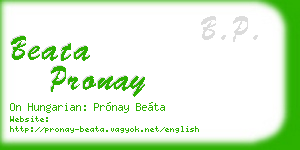 beata pronay business card